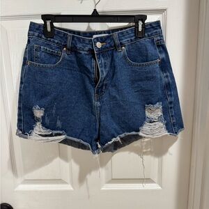 Khaki and Blue Sz‎ 13 Denim Distressed Women's Shorts